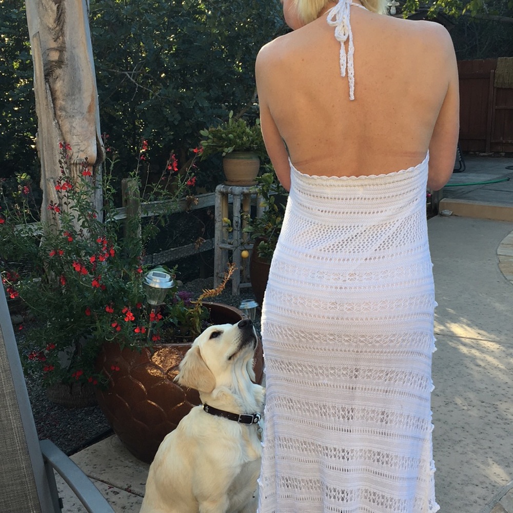 White crochet maxi dress